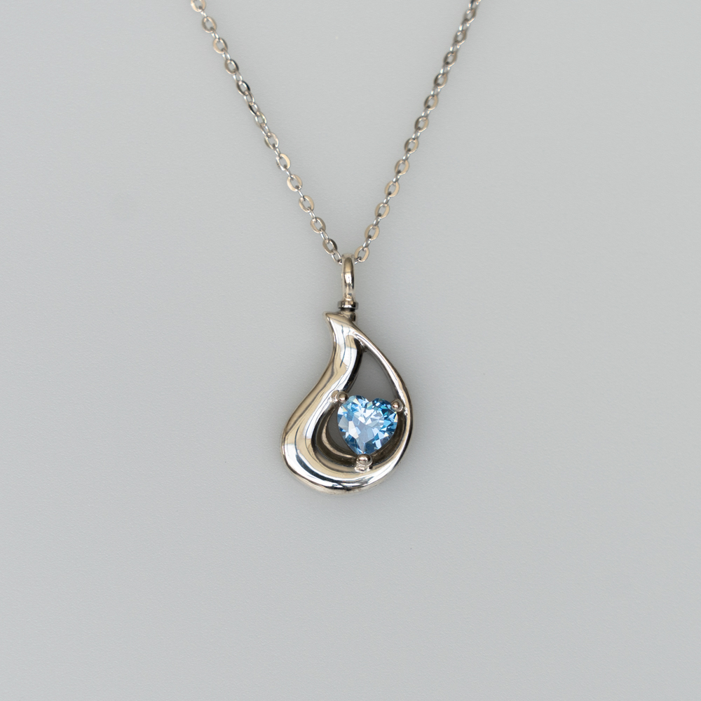 Sterling Silver Heart Birthstone Ash Pendant